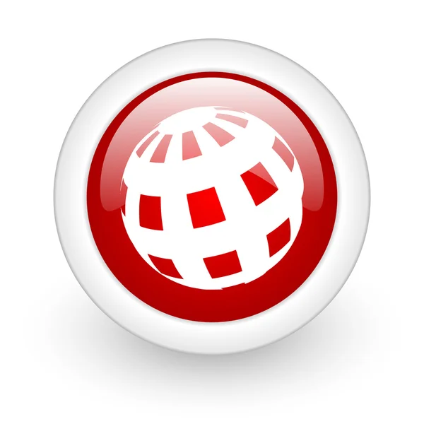 Terra cerchio rosso lucido icona web su sfondo bianco — Foto Stock