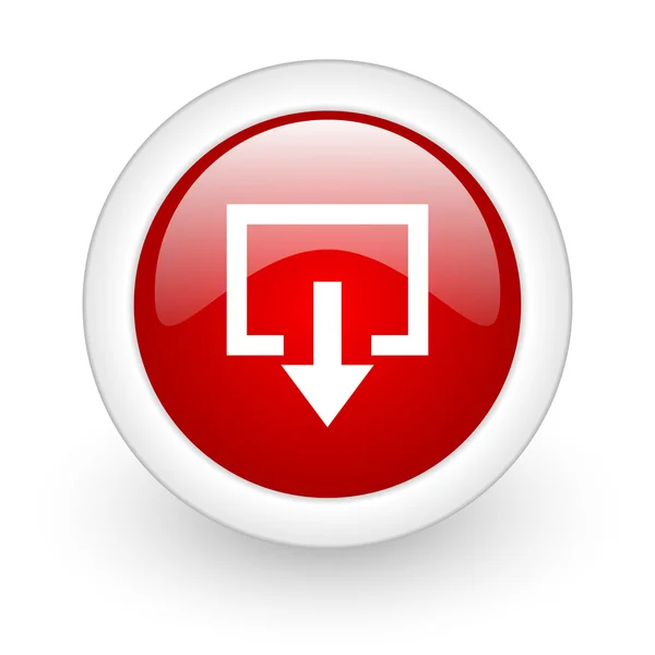 Salida círculo rojo icono de la web brillante sobre fondo blanco —  Fotos de Stock