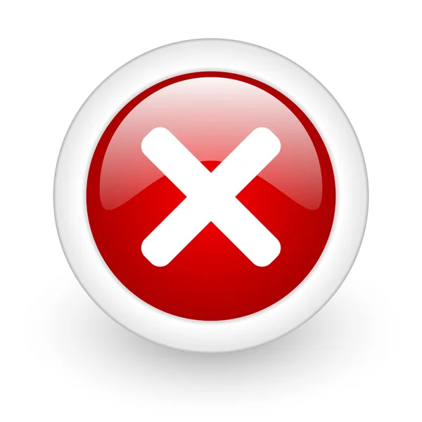 Cancelar círculo vermelho ícone da web brilhante no fundo branco — Fotografia de Stock