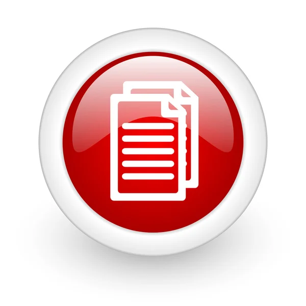 Document red circle glossy web icon on white background — Stock Photo, Image