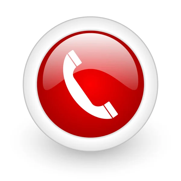 Phone red circle glossy web icon on white background — Stock Photo, Image