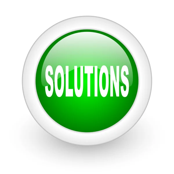Solutions green circle glossy web icon on white background — Stock Photo, Image