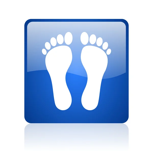 Fußabdruck blau quadratisch glänzend Web-Symbol auf weißem Hintergrund — Stockfoto