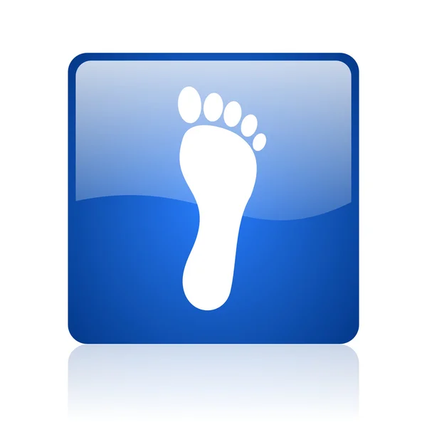 Footprint blue square glossy web icon on white background — Stock Photo, Image