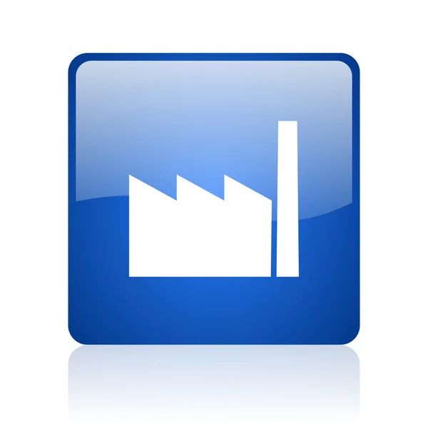 Industry blue square glossy web icon on white background — Stock Photo, Image