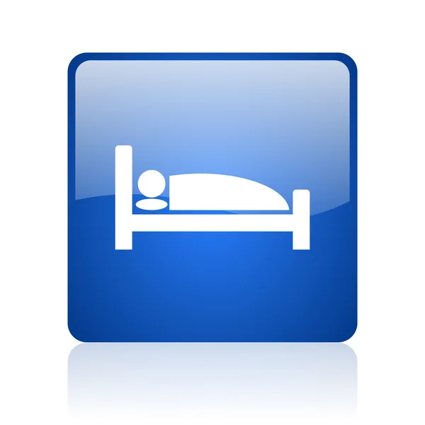 Hotel blue square glossy web pictogram op witte achtergrond — Stockfoto