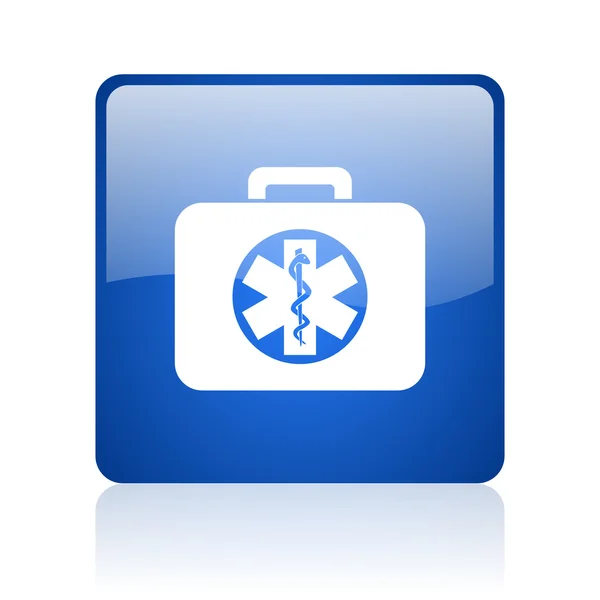 Rescue kit blauwe vierkant glanzend web pictogram op witte achtergrond — Stockfoto