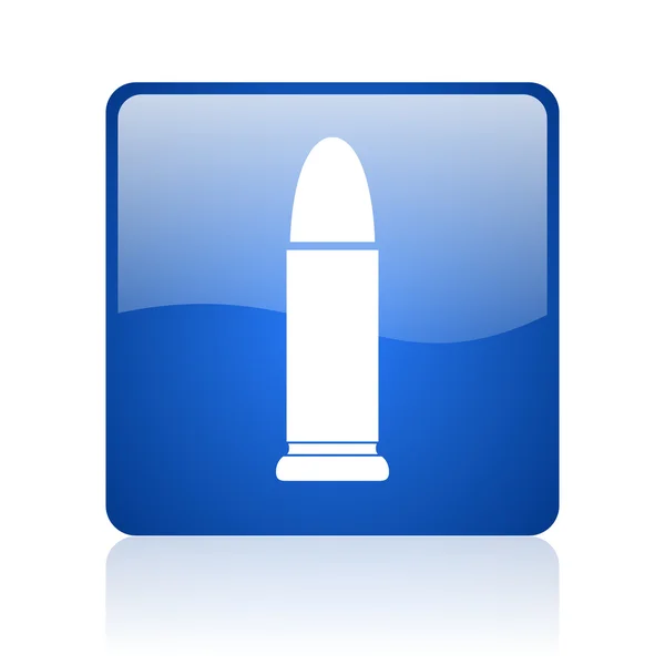 Ammunition blue square glossy web icon on white background — Stock Photo, Image