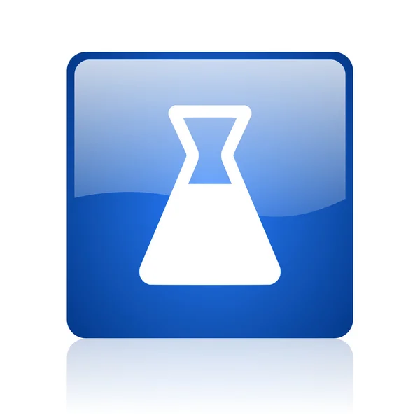 化学蓝白色背景上的方形光泽 web 图标 — 图库照片
