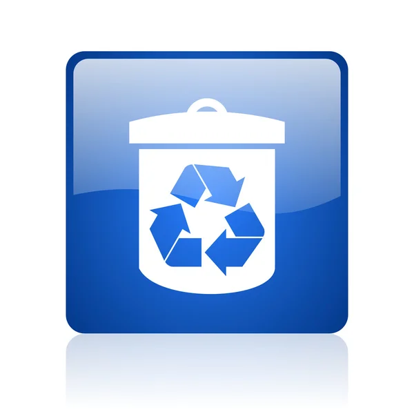 Recyceln blaues quadratisches Hochglanz-Web-Symbol auf weißem Hintergrund — Stockfoto