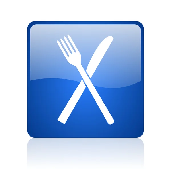 Nourriture bleu carré brillant icône web sur fond blanc — Photo