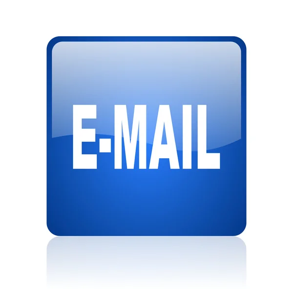 Mail azul quadrado brilhante ícone web no fundo branco — Fotografia de Stock