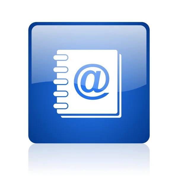 Adresboek blauwe vierkant glanzend web pictogram op witte achtergrond — Stockfoto