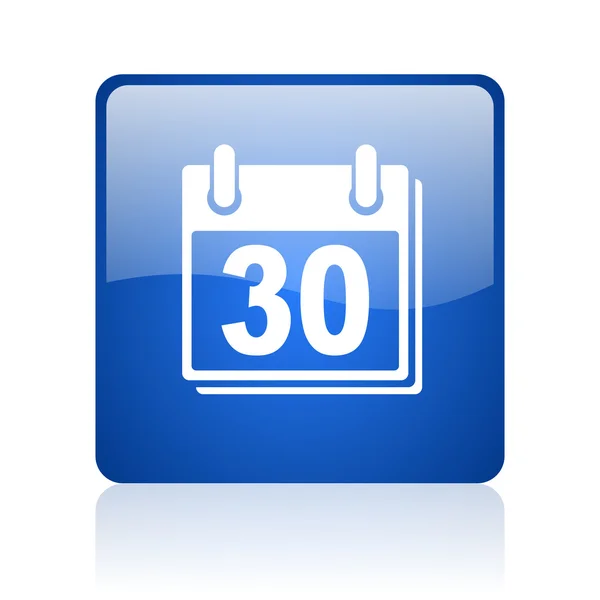 Calendario blu quadrato lucido icona web su sfondo bianco — Foto Stock