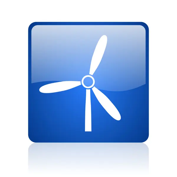 Větrný mlýn modré čtvercové lesklý web ikony na bílém pozadí — Stock fotografie