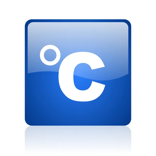 Celsius azul cuadrado brillante icono web sobre fondo blanco —  Fotos de Stock