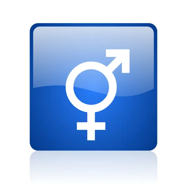 Sex blue square glossy web icon on white background — Stock Photo, Image