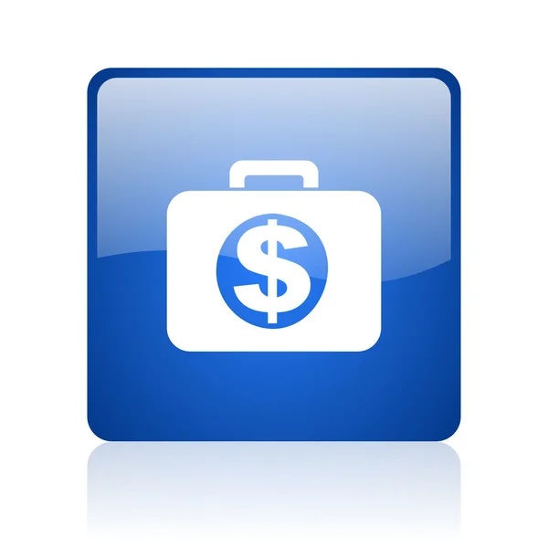 Azul financeiro quadrado brilhante ícone web no fundo branco — Fotografia de Stock