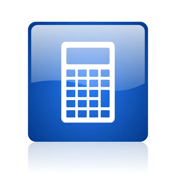 Calculator blue square glossy web icon on white background — Stock Photo, Image