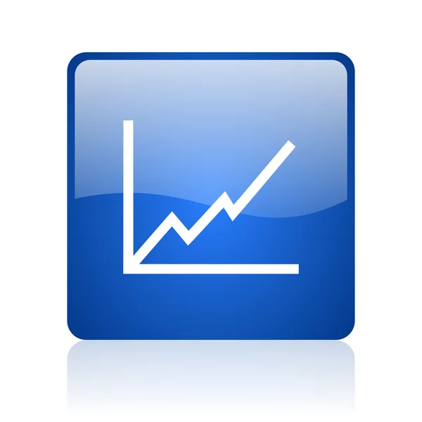 Diagramm blau quadratisch glänzend Web-Symbol auf weißem Hintergrund — Stockfoto