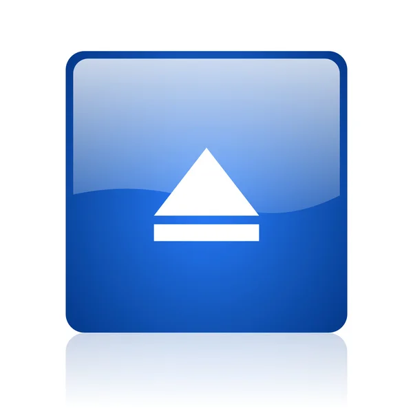 Vysuňte modrý čtverec lesklý web ikony na bílém pozadí — Stock fotografie