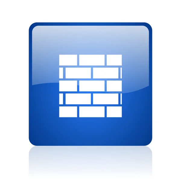 Firewall blå firkant blank web ikon på hvid baggrund - Stock-foto