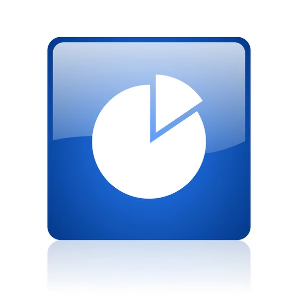 Gráfico azul quadrado brilhante ícone web no fundo branco — Fotografia de Stock