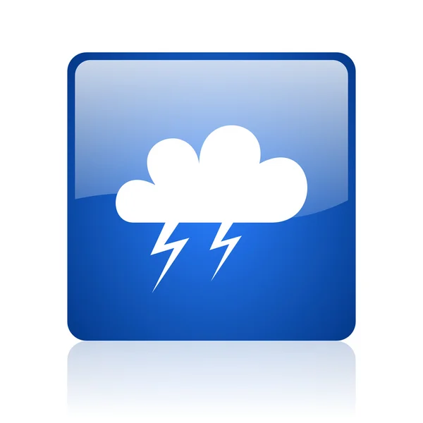 Прогноз погоды голубой квадратный глянцевый иконка веб на белом фоне — стоковое фото