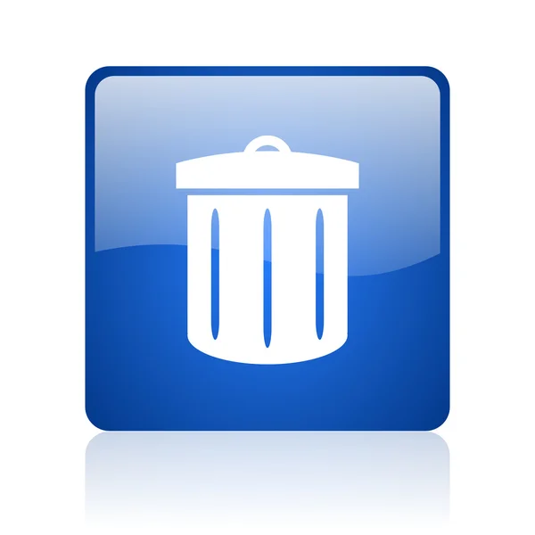 Reciclar azul quadrado brilhante ícone web no fundo branco — Fotografia de Stock