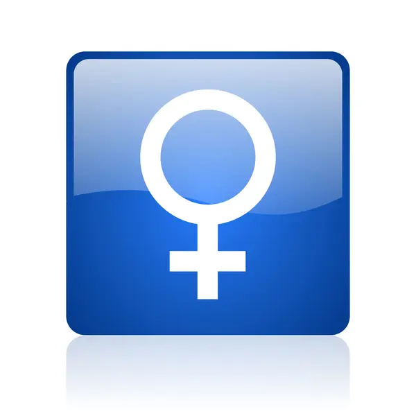 Sex blue square glossy web icon on white background — Stock Photo, Image