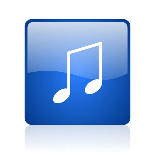 Music blue square glossy web icon on white background — Stock Photo, Image