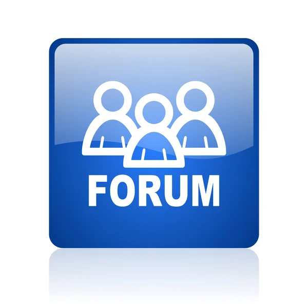 Forum blue square gllossy web ikon på hvit bakgrunn – stockfoto