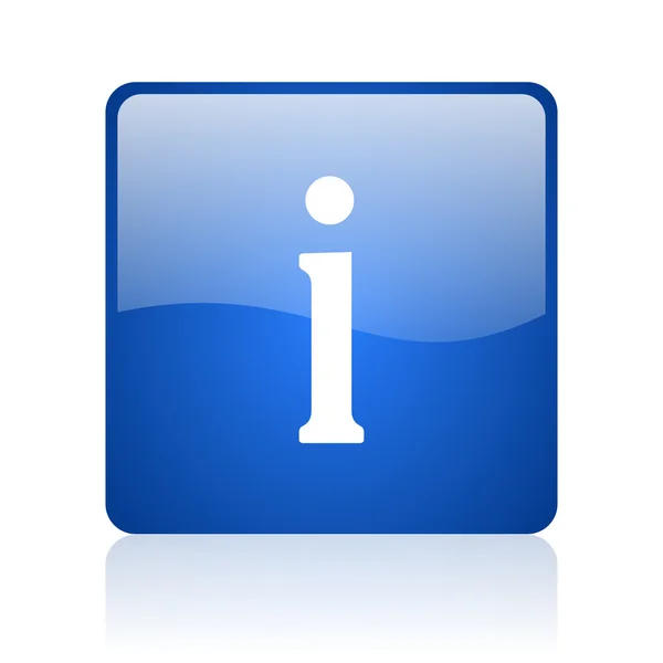 Informacje o sieci web kwadrat błyszczący ikona na białym tle niebieski — Zdjęcie stockowe