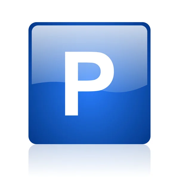 Πάρκο μπλε τετράγωνο γυαλιστερό web εικόνα σε άσπρο φόντο — Φωτογραφία Αρχείου