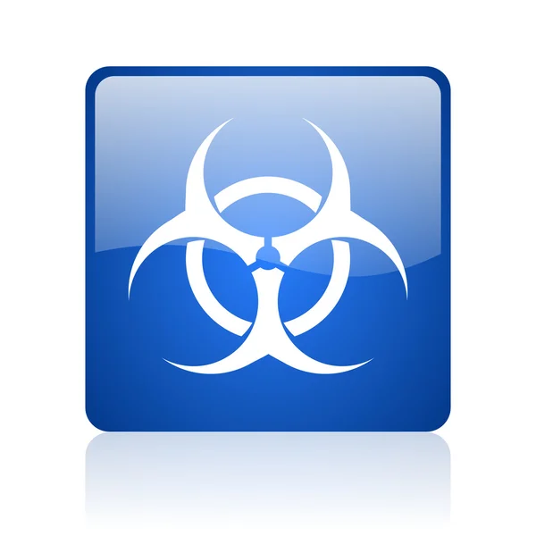 Virus blue square glossy web icon on white background — Stock Photo, Image