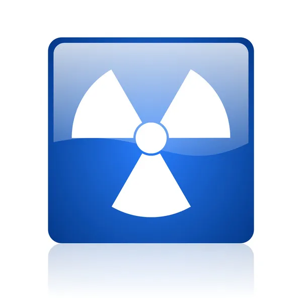 Radiação azul quadrado brilhante ícone web no fundo branco — Fotografia de Stock