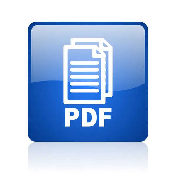 Pdf azul quadrado brilhante ícone web no fundo branco — Fotografia de Stock