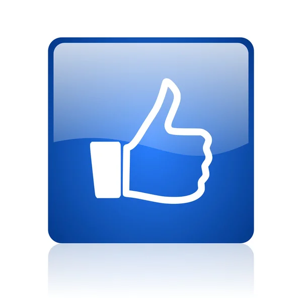 Thumb up blue square glossy web icon on white background — Stock Photo, Image