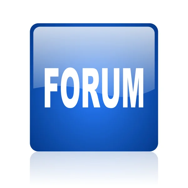 Forum blue square glossy web icon on white background — Stock Photo, Image