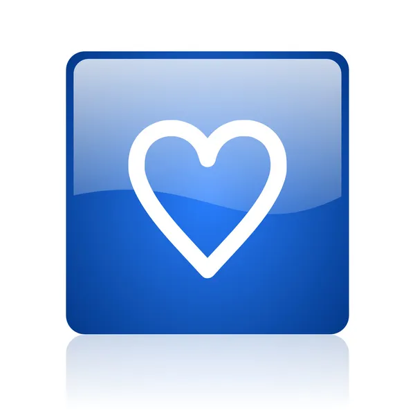 Heart blue square glossy web icon on white background — Stock Photo, Image