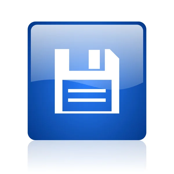 Schijf blauwe vierkant glanzend web pictogram op witte achtergrond — Stockfoto