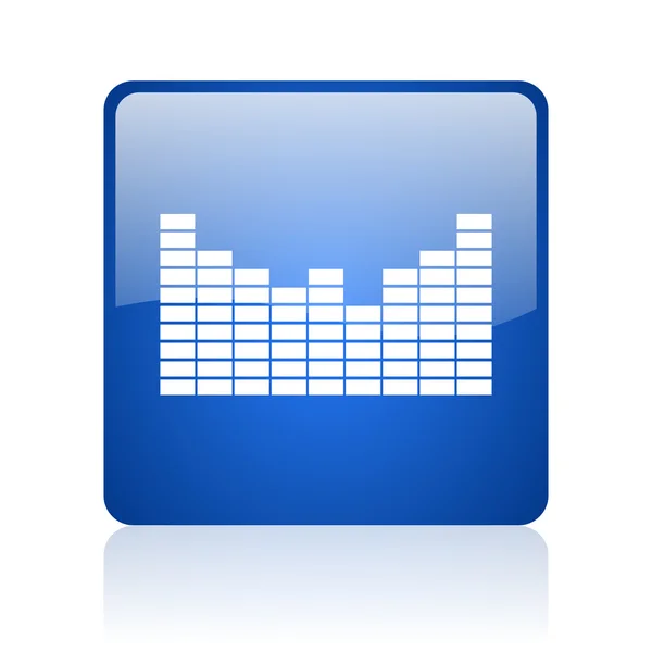 Sound blue square glossy web icon on white background — Stock Photo, Image