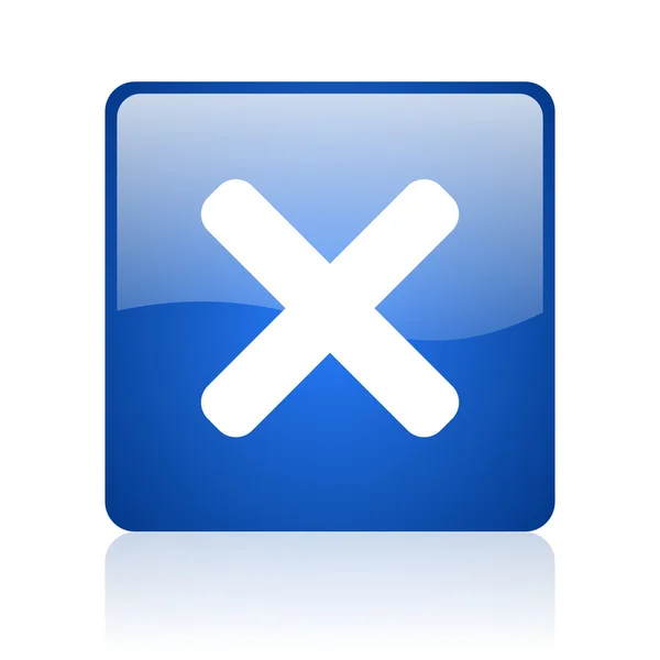 Cancelar azul cuadrado brillante icono web sobre fondo blanco —  Fotos de Stock
