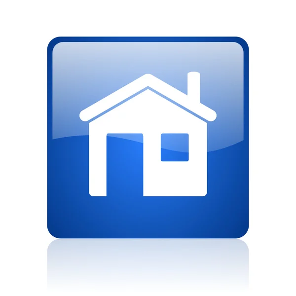 Домашній синій квадрат глянсовий веб-іконка на білому фоні — стокове фото