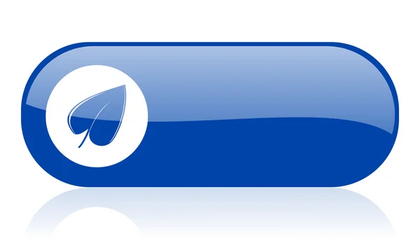 Liść niebieski WWW błyszczący ikona — Zdjęcie stockowe