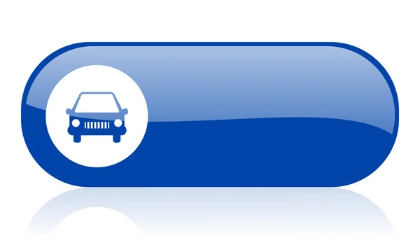 Carro azul web ícone brilhante — Fotografia de Stock