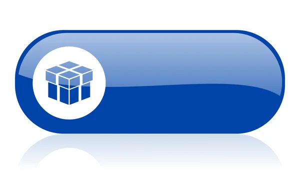 Γυαλιστερό εικονίδιο web μπλε κουτί — Φωτογραφία Αρχείου