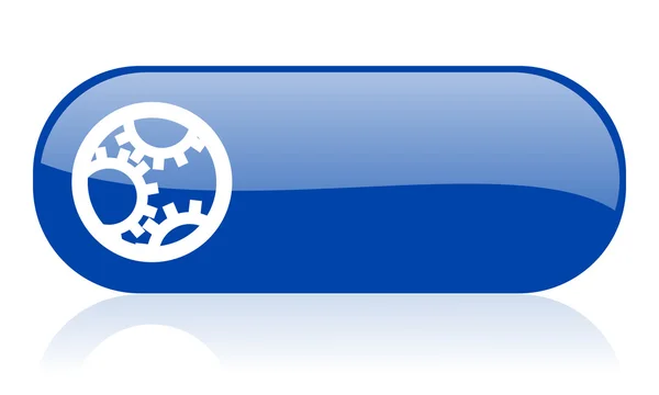 Ingranaggi blu web icona lucida — Foto Stock