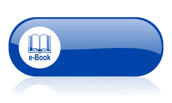 Blaues Hochglanz-Symbol für E-Books — Stockfoto