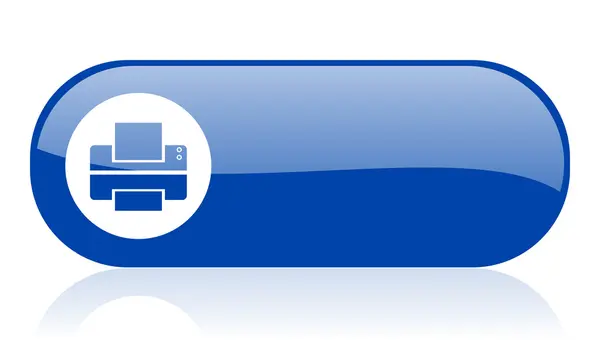Niebieski WWW błyszczący ikona drukarki — Zdjęcie stockowe
